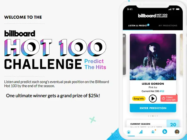 Billboard Hot 100 Challenge Giveaway: Win $25000 Cash!