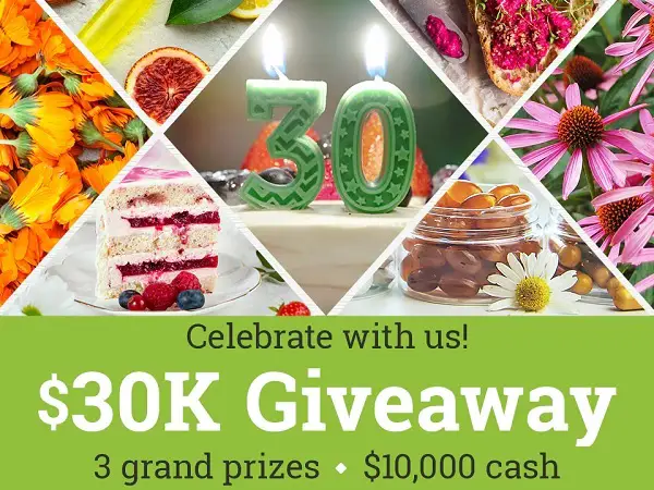 Vitacost 30th Anniversary Giveaway: Win $10000 Cash (3 Winners)