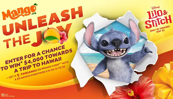 Fandango Unleash the Joy Sweepstakes – Win Lilo & Stitch Movie Tickets or a $4,000 Hawaiian Vacation!