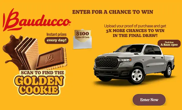 Bauducco Find the Golden Cookie Sweepstakes: Win RAM 1500 or $100 Instantly!