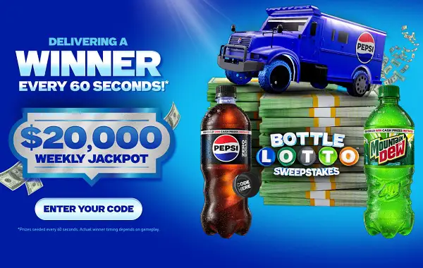 Pepsi Bottle Lotto Sweepstakes 2025: Win $20,000 Weekly or Score Instant Prizes Every 60 Seconds!