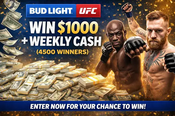 Bud Light UFC Giveaway: Win $1000 + 1 of 4500 Weekly Cash