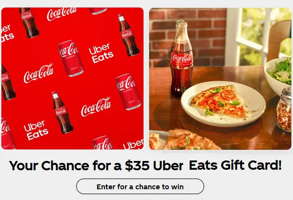 Coca-Cola Meals Sweepstakes 2025 – Win a $35 Uber Eats Gift Card! (100 Winners)