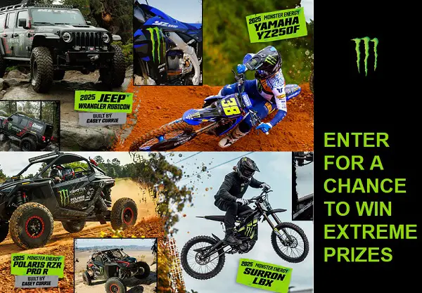Summer of Monster Mayhem Giveaway – Win a Ford Raptor, Jeep Wrangler, Polaris ATV, Yamaha Motorcycle & More!