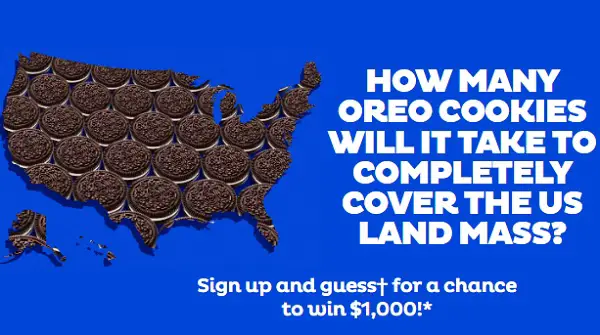 Oreo Land Mass Sweepstakes – Guess & Win $1,000 Cash