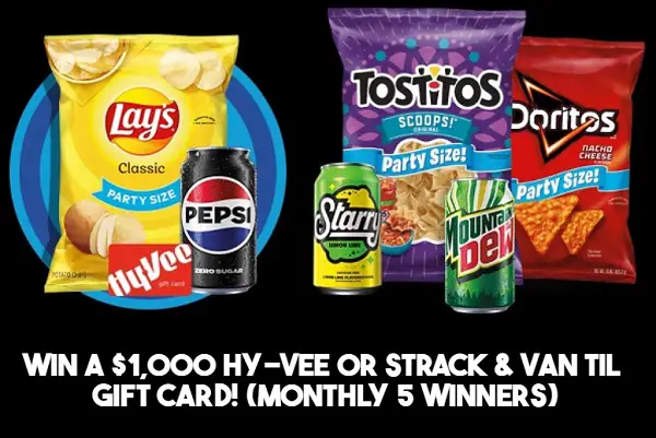 2025 Pepsi/Frito Summer Sweepstakes: Win a $1,000 Hy-Vee or Strack & Van Til Gift Card! (20 Winners)