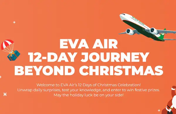 EVA Air 12 Days of Christmas Celebration – Win a Business Class Trip to Asia