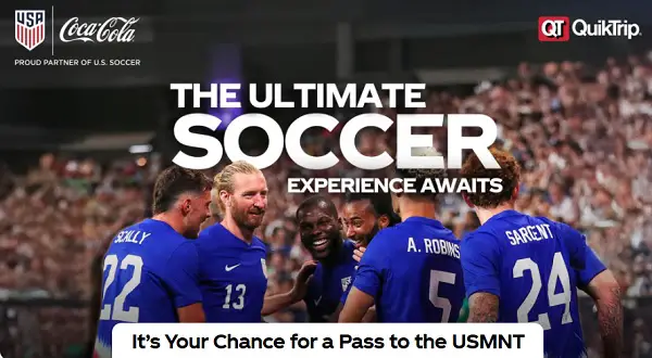 Coca-Cola QuikTrip U.S. Soccer Sweepstakes 2025 – Win a VIP Trip to See the USMNT Play!