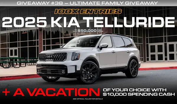 717 Supply Sweepstakes: Win 2025 Kia Telluride SX Prestige, $10000 Cash and Free Vacation!