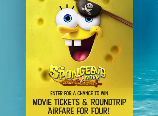 All Giant Air SpongeBob Movie Sweepstake: Win Movie Tickets & Airfare
