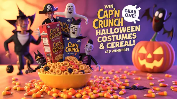 Cap’n Crunch Halloween Crunch Sweepstakes – Win Costumes & Cereal (45 Winners)