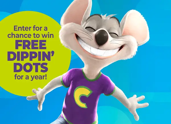 Chuck E. Cheese National Ice Cream Day Sweepstakes – Win Free Dippin’ Dots for a Year! (3 Winners)