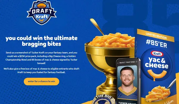The Draft Kraft Sweepstakes – Score $25K in the Cheesiest Prize Pack Ever!
