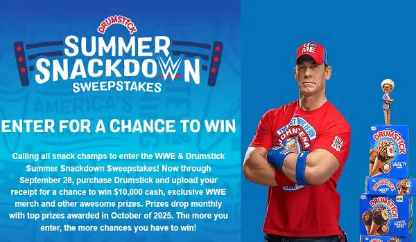 WWE & Drumstick Summer Snackdown Sweepstakes – Win $10K, WWE Prizes, Trip to SummerSlam & More!