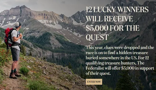 Federalist Wine Country Quest Sweepstakes – Win $5,000 Toward a Treasure Hunt! (12 Winners)