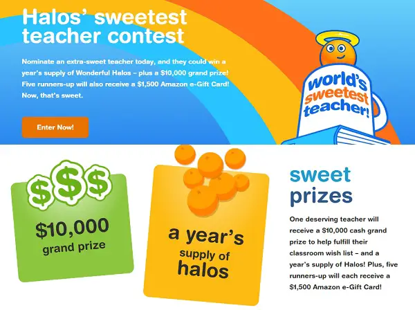 Wonderful Halos Sweetest Teacher Contest: Win $10,000 Cash + Halos for a Year!