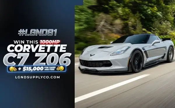 LGND Supply Corvette Giveaway – Win a 2015 C7 Corvette Z06 + $15,000 Cash!