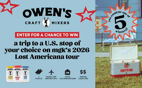 Owen's Mixers MGK Concert Sweepstakes: Win a Trip to MGK’s 2026 Lost American Tour