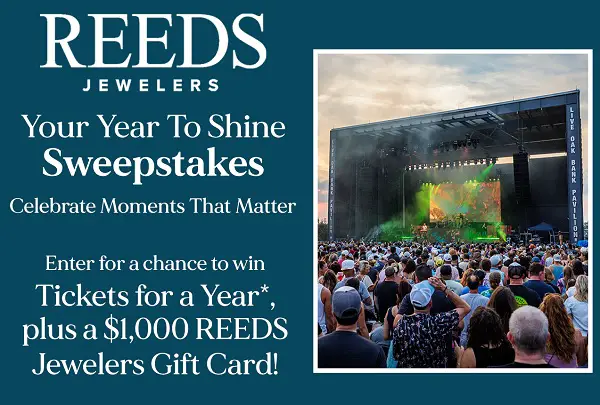 Reeds Jewelers Your Year to Shine Sweepstakes: Win Free Concert Tickets for a Year and Gift Card!