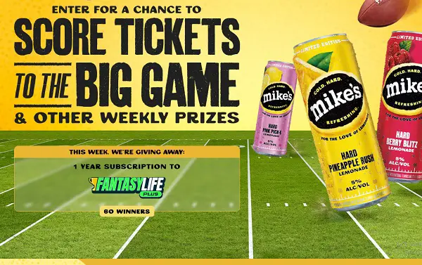 Mike’s Hard Lemonade Fantasy Life Sweepstakes – Score Tickets, Gear & Weekly Prizes!