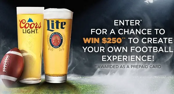 Molson Coors Football Experience Sweepstakes 2025 – Win $250 Prepaid Card!