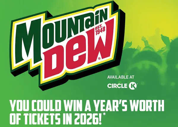 Mountain Dew Concerts For A Year Sweepstakes – Win Concert Tickets or Concert Cash Prizes! (101 Winners)