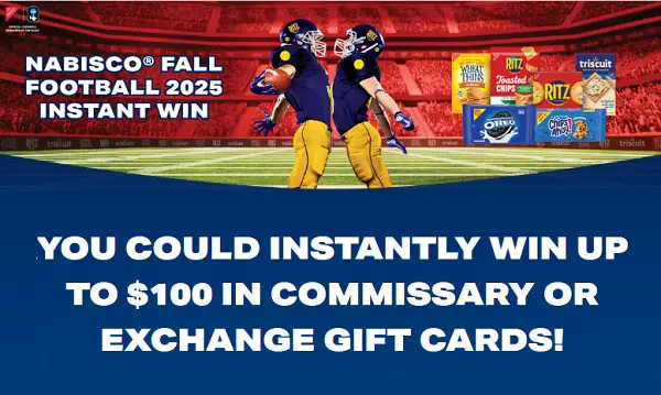 Nabisco Fall Football 2025 Instant Win Game – Win Commissary & Exchange Gift Cards Instantly!