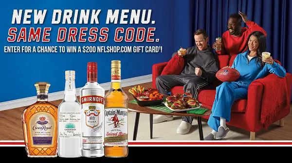 New Drink Menu Sweepstakes: Win $200 NFLShop.com Gift Card! (200 Winners)