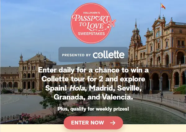 Hallmark Channel Passport to Lovers Sweepstakes – Win a Romantic Guided Tour of Spain from Collette!