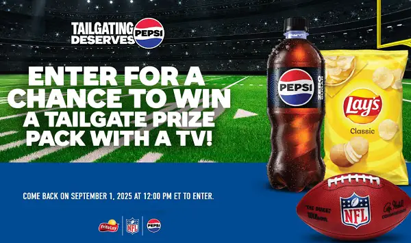 Pepsi Gameday Sweepstakes: Win a Tailgate Prize Pack with TV! (50 Winners)