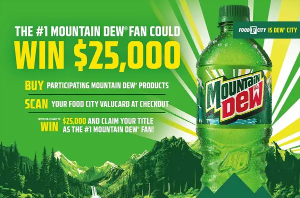 Mountain Dew “Dew City” Sweepstakes: Win $25000 Cash!