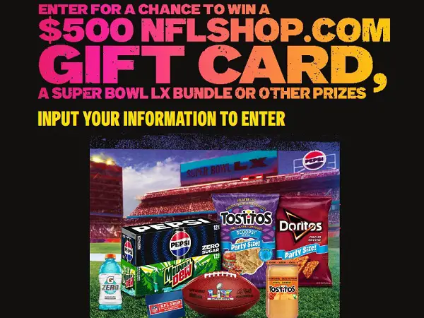 2026 Pepsi Super Bowl LX Sweepstakes: Win $500 in NFL Gear & More