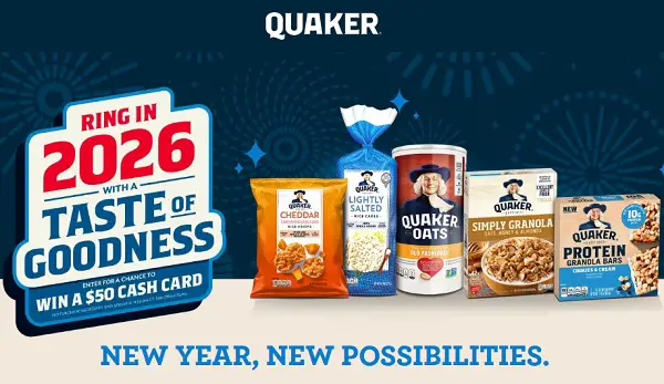 Quaker New Year New You Sweepstakes – Win a $50 Cash Card! (455 Winners)