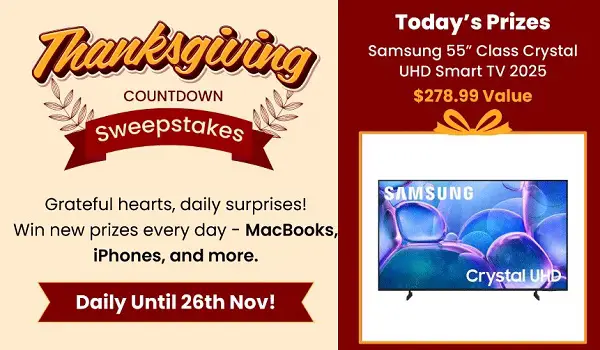 Shop LC Thanksgiving Sweepstakes – Win Daily Prizes for 24 Days!
