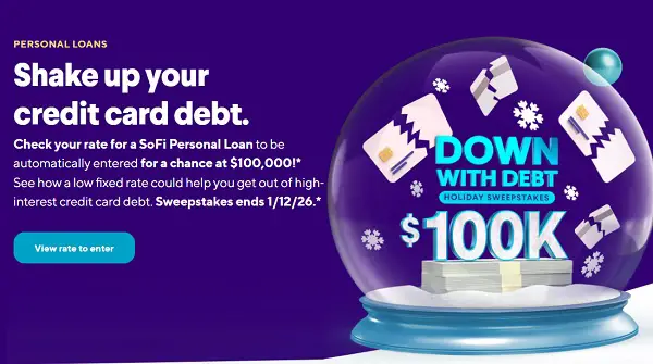 SoFi Down With Debt Sweepstakes – Win $100,000 Cash!