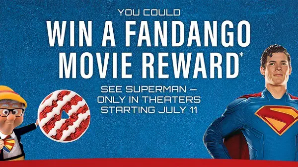 Superman Movie Sweepstakes: Win a $30 Fandango Movie Reward Instantly! (305 Winners)