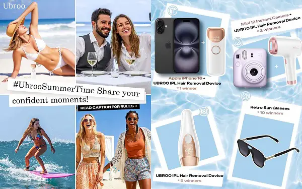 Ubroo Summer Giveaway 2025 - Win an iPhone 16, Instax Camera, IPL Hair Removal Device & More! (39 Winners)