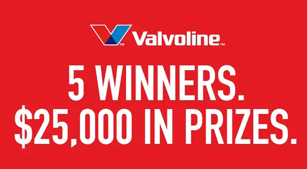 Valvoline Holiday On Us Sweepstakes – Win $5,000 Cash! (5 Winners)