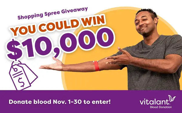 Vitalant November Shopping Spree Giveaway — Win $10,000 Gift Card! (2 Winners)