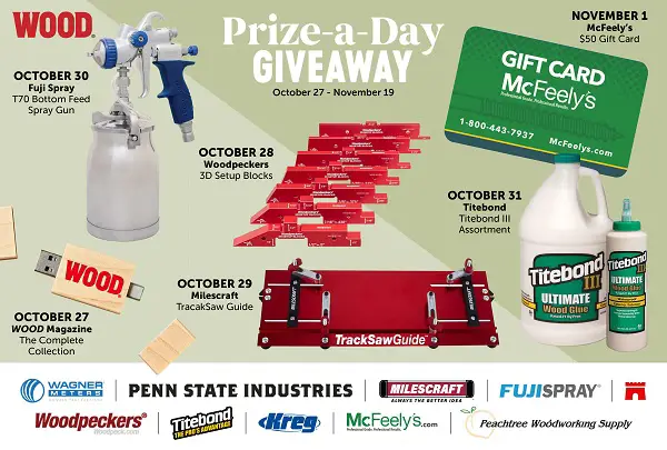 Wood Magazine Prize-a-Day Giveaway: Daily Woodworking Prizes!