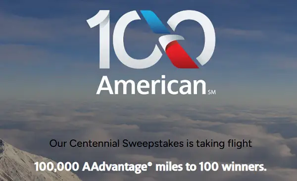 American Airlines 100th Anniversary Giveaway: Win 100,000 AAdvantage Miles! (100 Winners)