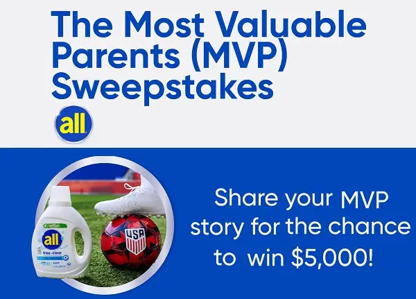All MVP Sweepstakes – Win $5K for Soccer Expenses and Free & Clear Product!