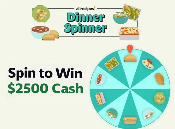 Allrecipes Dinner Spinner Sweepstakes: Win $2,500 Cash