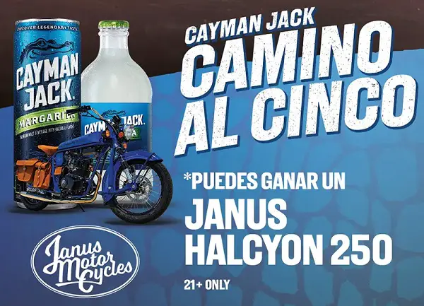 Cayman Jack Road to Cinco Sweepstakes – Win a Janus Halcyon 250 Motorcycle + $1,000 Cash!