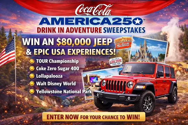 Coca-Cola America250 Sweepstakes – Win an $80,000 Jeep + Epic USA Experiences!