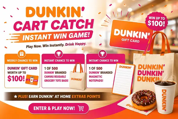 Dunkin’ Instant Win Game – Win Gift Cards & Prizes Weekly