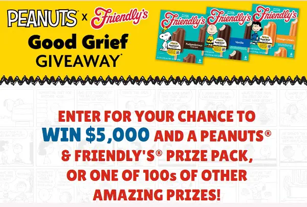 Friendly’s Good Grief Sweepstakes: Win $5,000 Cash & Peanuts Prize Pack