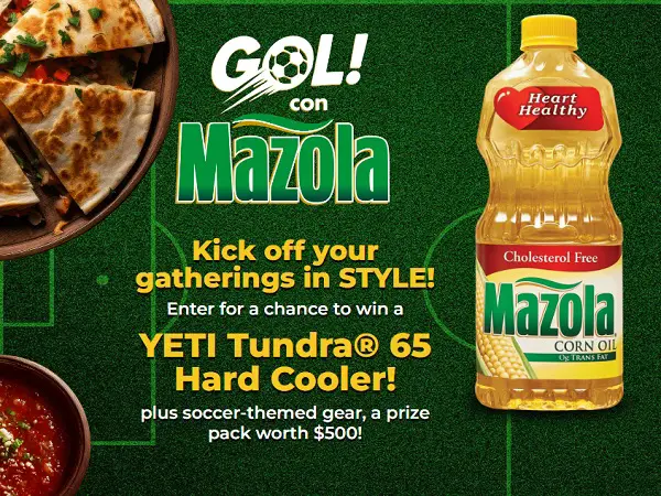 Mazola Soccer Giveaway: Win YETI Cooler + $500 Gear! (56 winners)