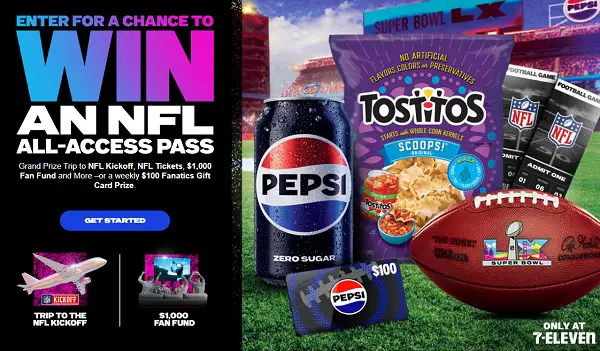 Pepsi & 7-Eleven NFL All-Access Pass Sweepstakes – Win an Ultimate NFL Experience