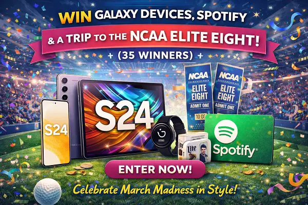Samsung 14 Days of Giveaways – Win Galaxy Devices, Spotify & a Trip to the NCAA Elite Eight!